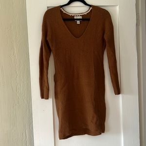 brown long sleeve sweater dress
